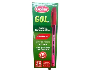 CANETA ESFEROGRAFICA GOLLER GOL C/25- VERMELHA - G 6176