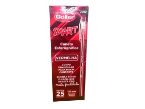 CANETA ESFEROGRAFICA GOLLER SMART C/25 VERM - G-7292