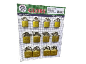 CADEADO GLORY CARTELA  25-32-38MM